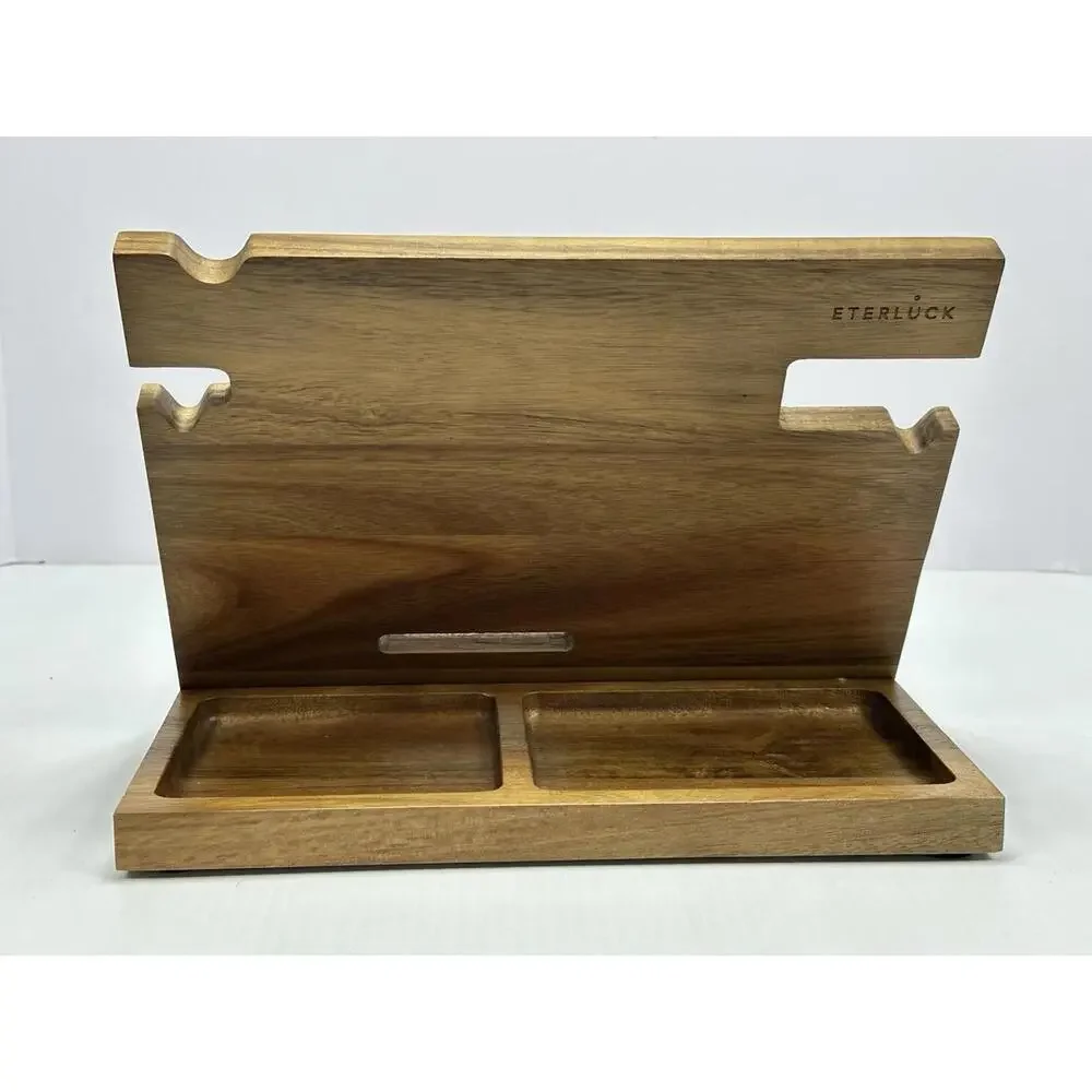 Wood Phone Docking Station Ash Key‎ Holder Wallet Stand Watch Organizer Men